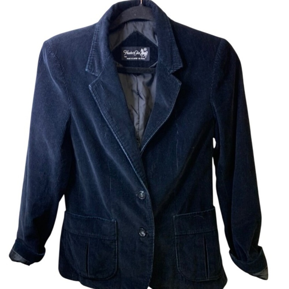 Hunter's Glen Corduroy Blazer Women's 10 Navy Japan Made Vintage Jacket Size 10